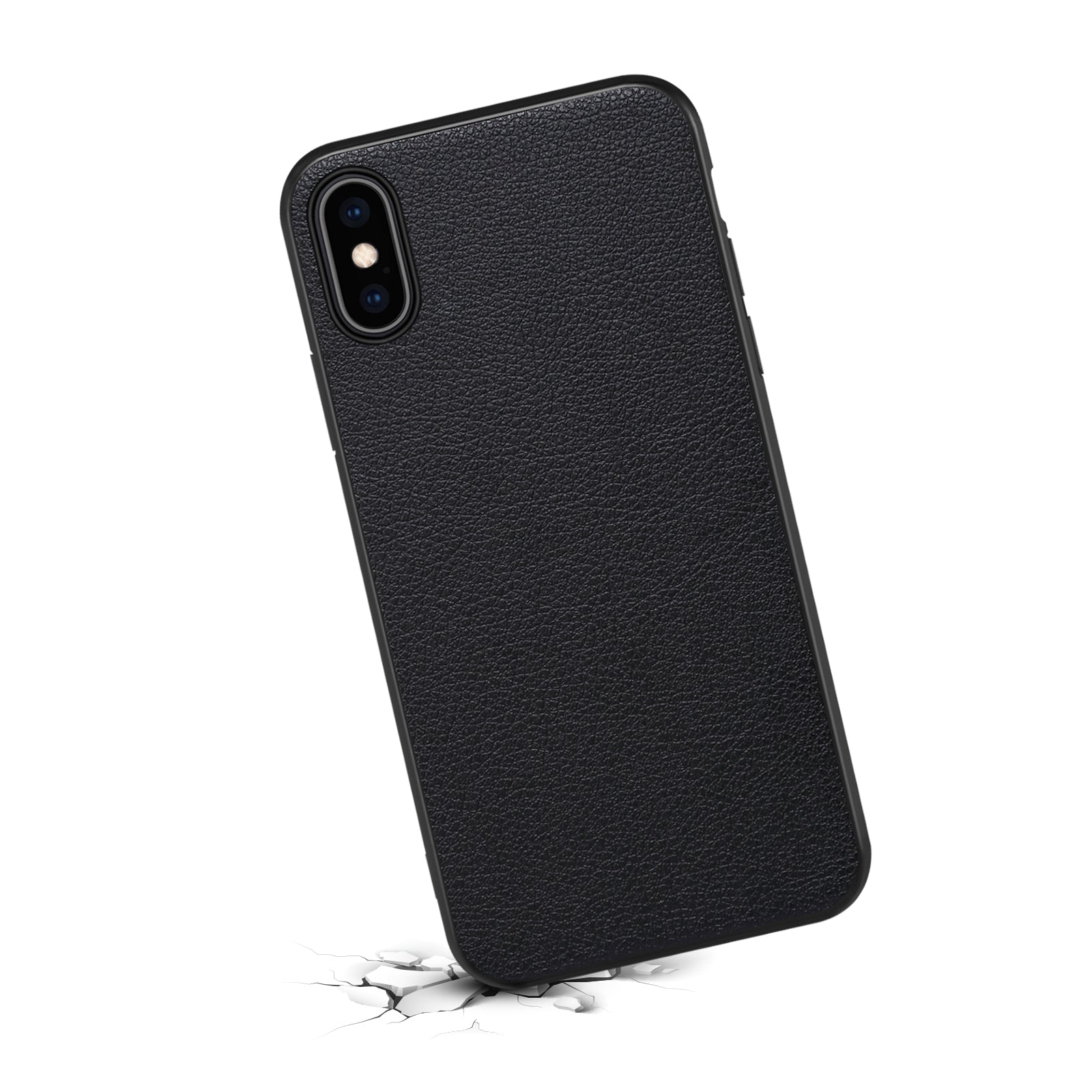 For iPhone XS 5.8 inch / X Back Case PC+TPU+PU Leather Calf Texture Smartphone Cover - Black For iPhone XS 5.8 inch / X Back Case PC+TPU+PU Leather Calf Texture Smartphone Cover - Black